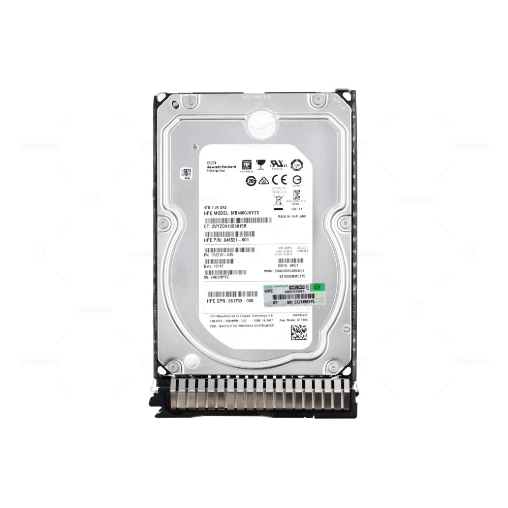 862141-001 HP HDD 4TB 7.2K SAS 12G DC 3.5" LFF FOR DL380 G8 G9 G10